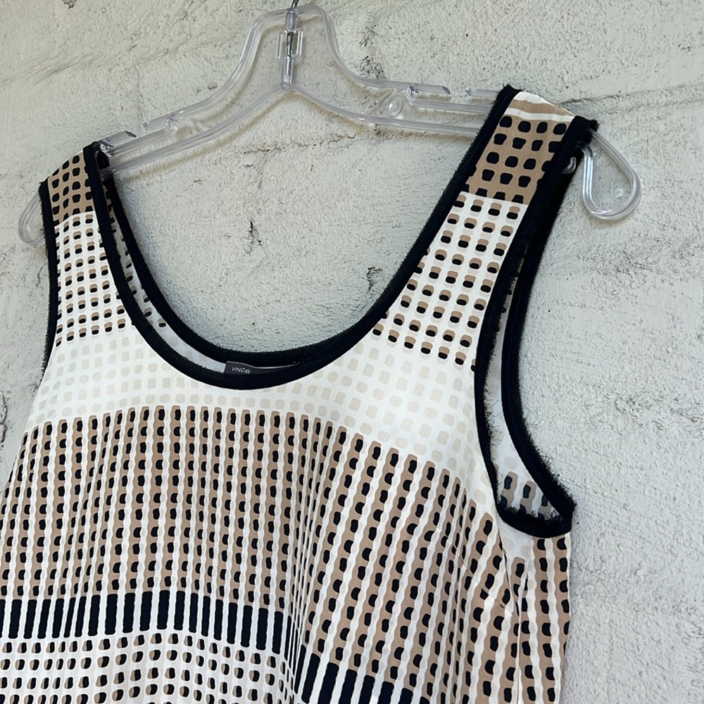 Vince Printed Silk Tank Top Dot Stripe Coastal Combo Size XS - Picture 5 of 14